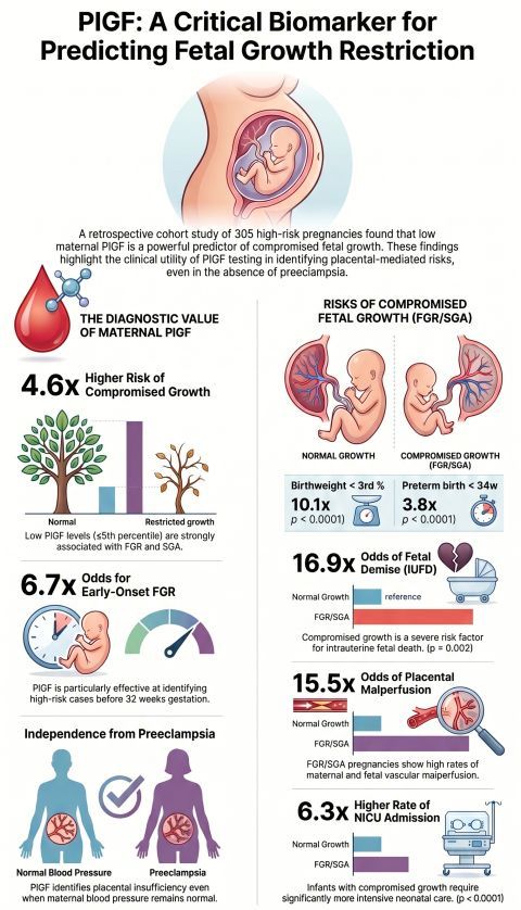 Key points summary for Placental Growth Factor and Compromised Fetal Growth: Associations with Placental Ultrasound Morphology and Pathology in a Retrospective Cohort Study